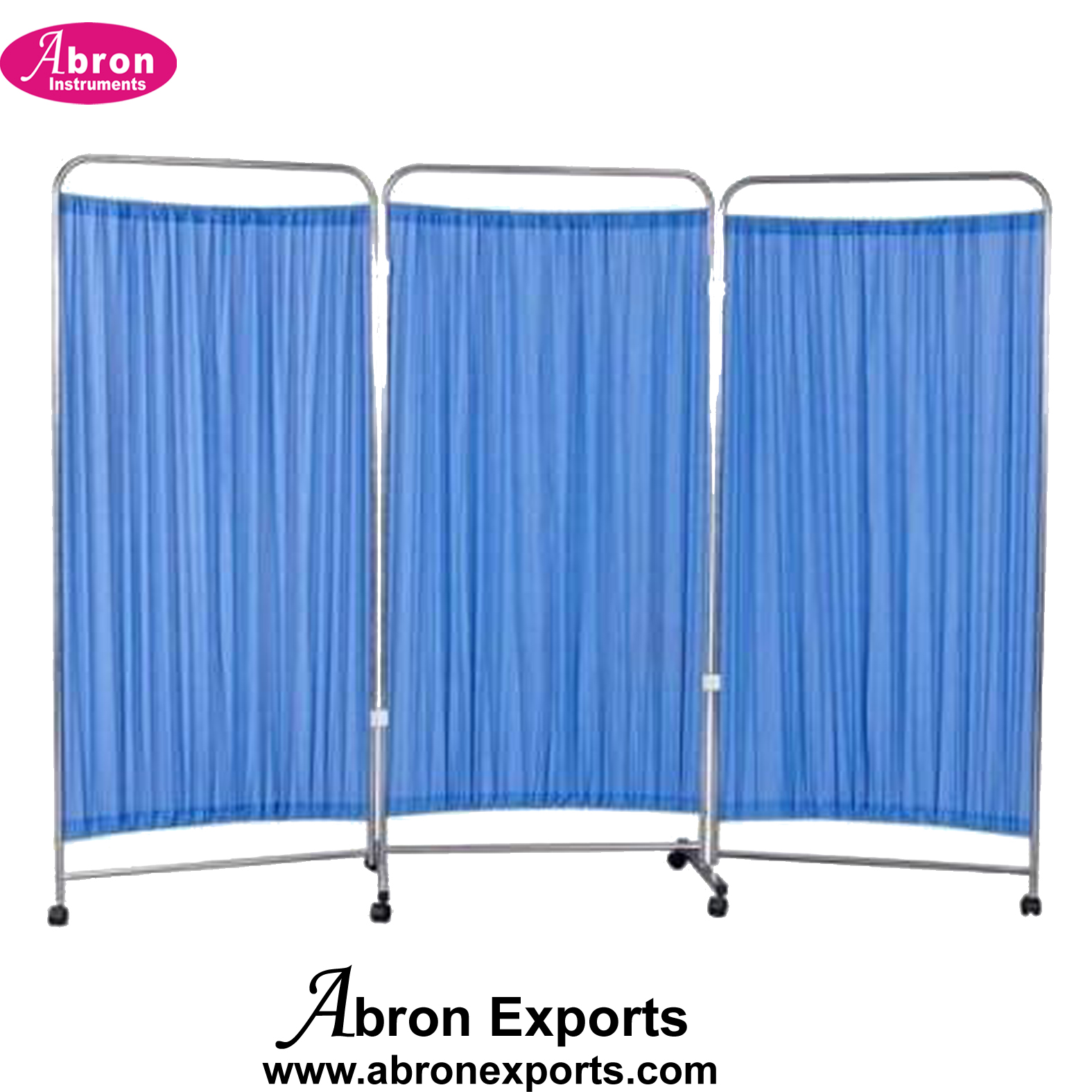 Hospital Medical bedside screens 3-4 four x2 feet partion with curtons steel frame with wheels Abron ABM-2355-S3PB 
